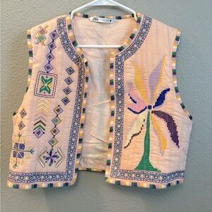 Zara Embroidered Vest Size L